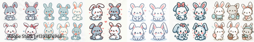 cute cartoon vector collection of rabbits