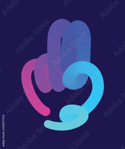 A minimalist vector illustration of a hand showing a stylized victory gesture, against a deep blue background, conveys a clear and uncompromising message of success and achievement