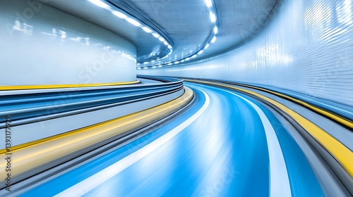 A Futuristic Tunnel Showing Motion and Direction with Lines