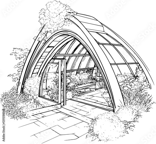 Earthship coloring book vector design, Earthship vector illustration