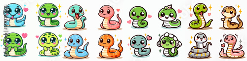 cute cartoon vector collection of snake animals