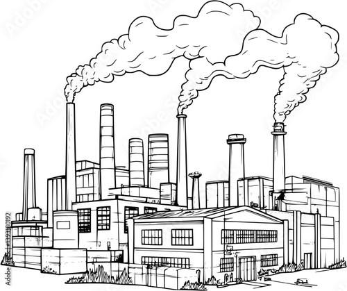 Factory coloring book vector design, Factory vector graphic