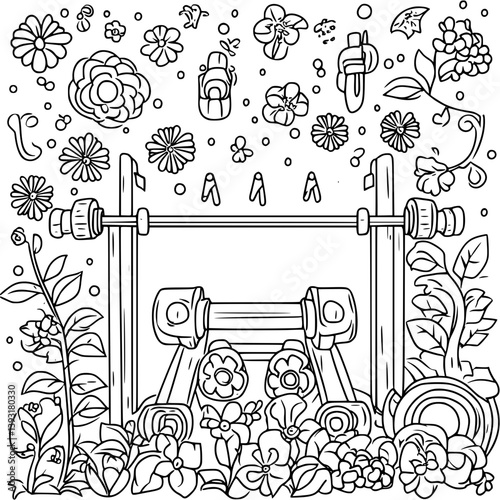 Gym coloring book vector design, Gym vector illustration
