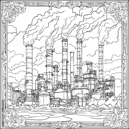 Smelter coloring book vector design, Smelter illustration art