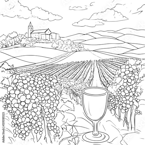 Winery coloring book vector design, Winery vector image