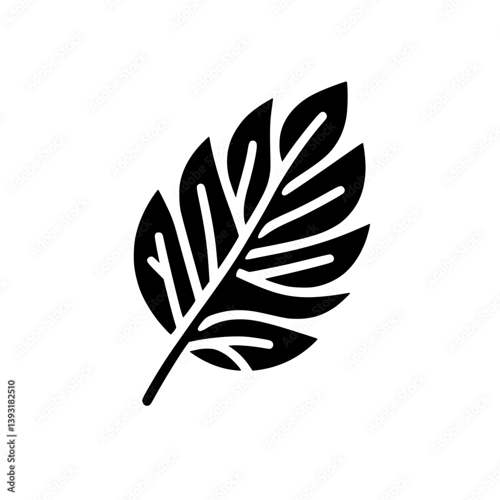 Fototapeta premium Black and White Leaf Illustration - Minimalist Nature Design