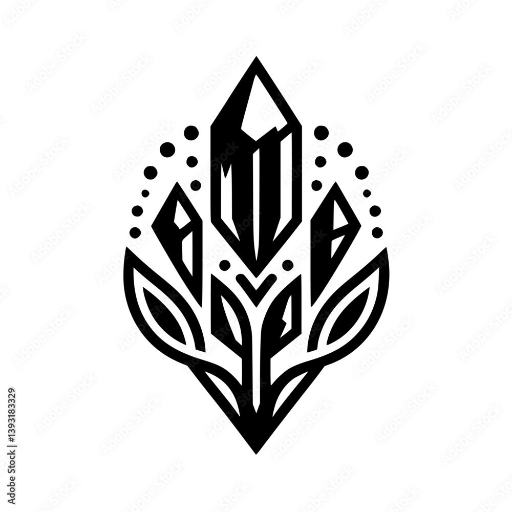 Obraz premium Minimalist Black and White Crystal Logo Design