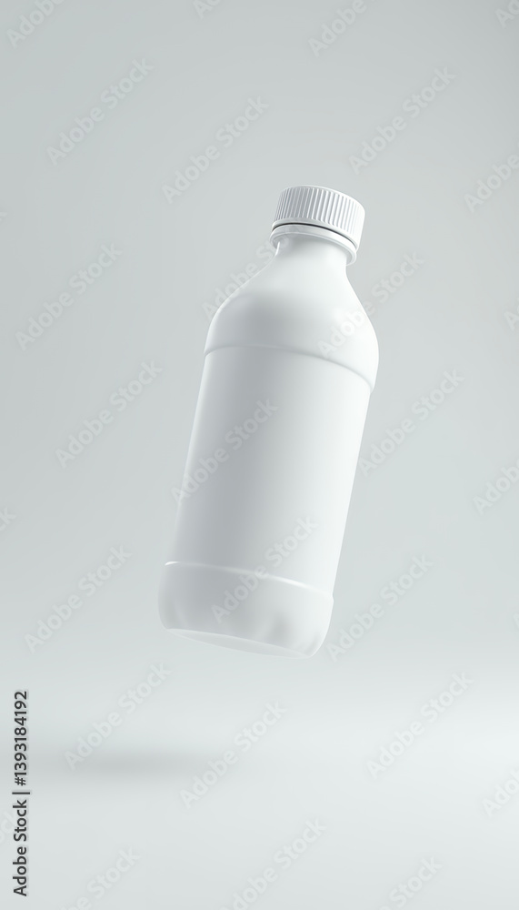 Mockup of plastic water bottle floating on a light background. Mockup of plastic water bottle floating on a light background.
