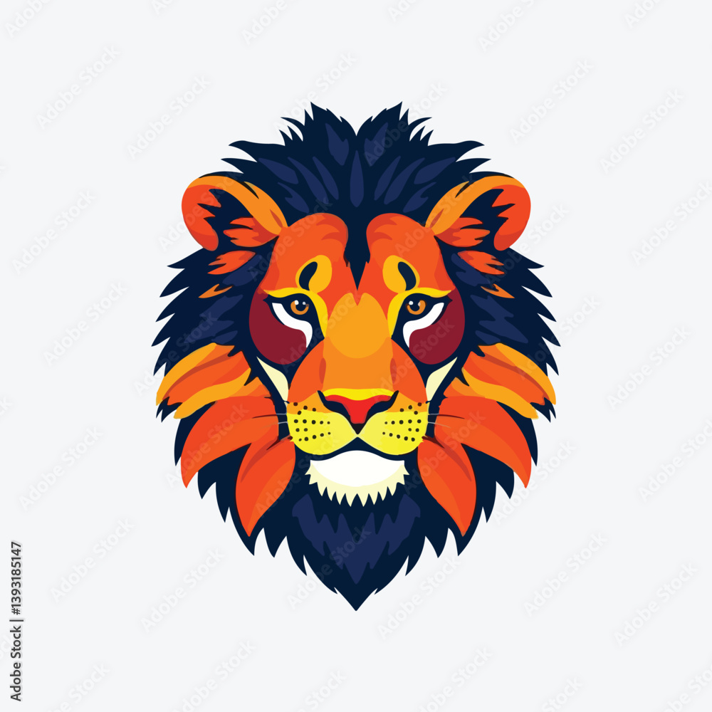Obraz premium 3d colorful lion face silhouette vector illustration.