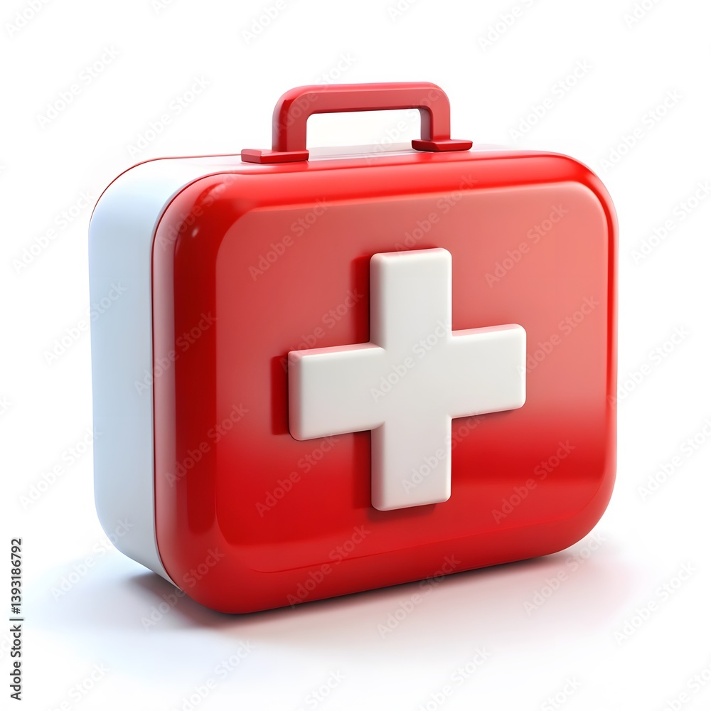 Fototapeta premium Red First Aid Kit Case with White Cross