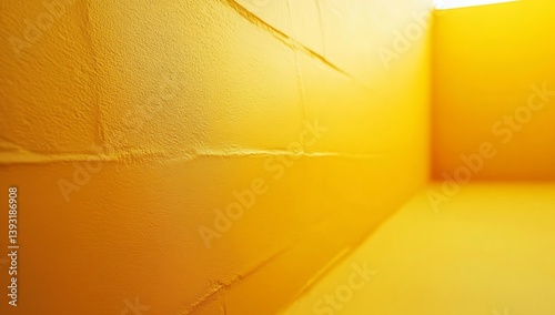 Bright Yellow Corner Wall Texture Abstract Minimalist Design Sunny Backdrop Vibrant Color Architectural Detail : Generative AI