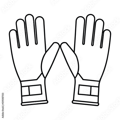 Minimalist Soccer Goalkeeper Gloves Outline Vector Illustration for Sports

