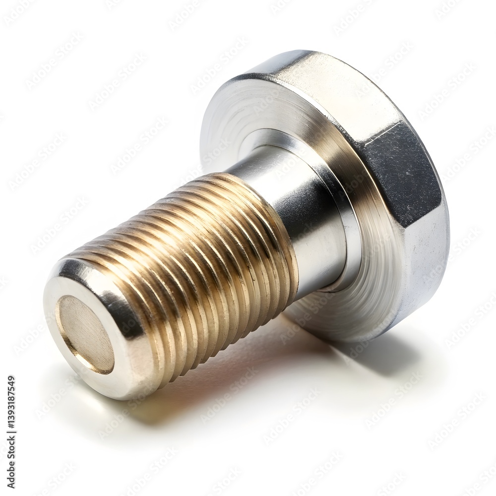 Close-up of a Metal Bolt with Brass Threads Close-up of a Metal Bolt with Brass Threads