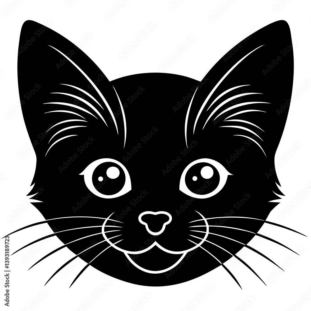 Obraz premium a kitte face silhouette vactor illustration