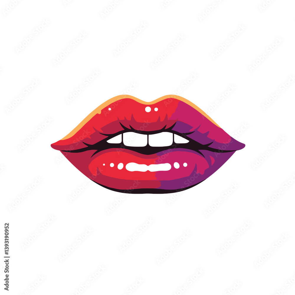 Colorful lips illustration with red and purple hues Colorful lips illustration with red and purple hues
