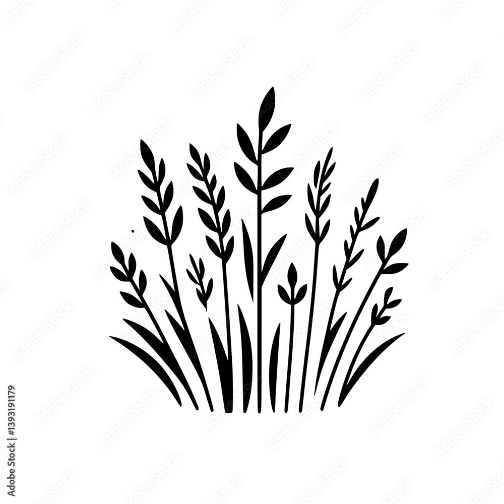 Fototapeta premium Minimalist Black and White Grass Illustration