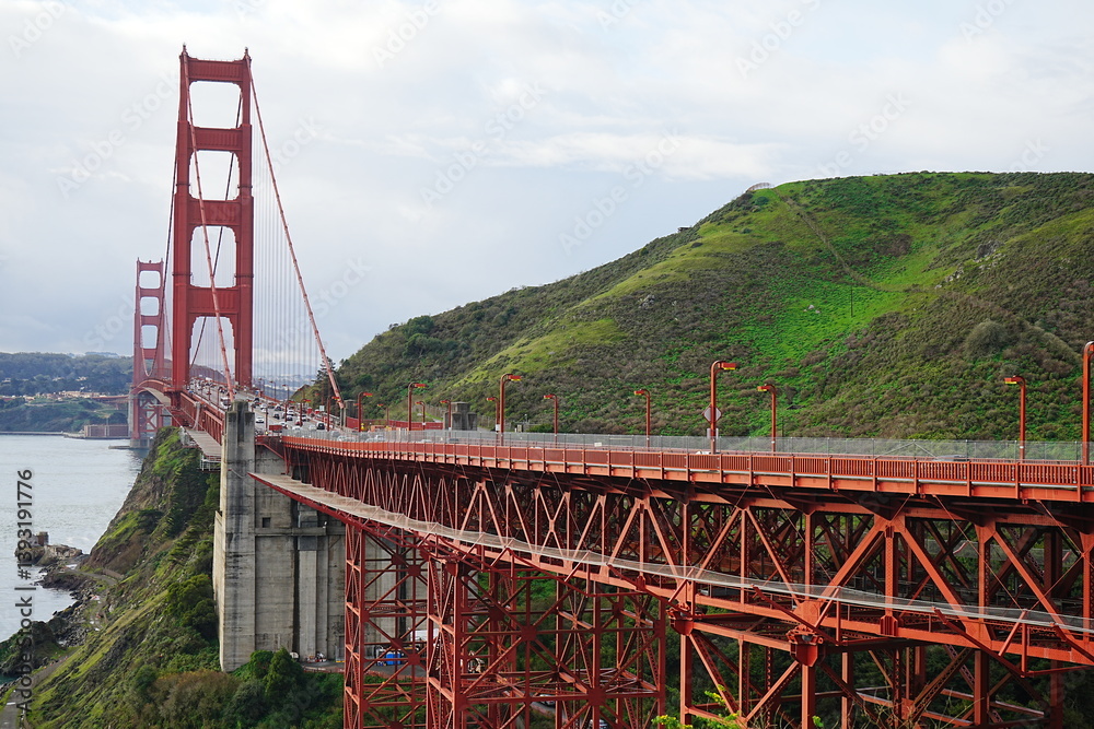 Sunset view of Golden Gate Bridge in San Francisco, United States - アメリカ サンフランシスコ ゴールデンゲートブリッジ
