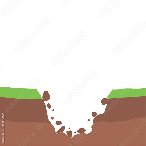 Cartoon natural earthquake. Damage earthquake vector illustration. Earth damage disaster.