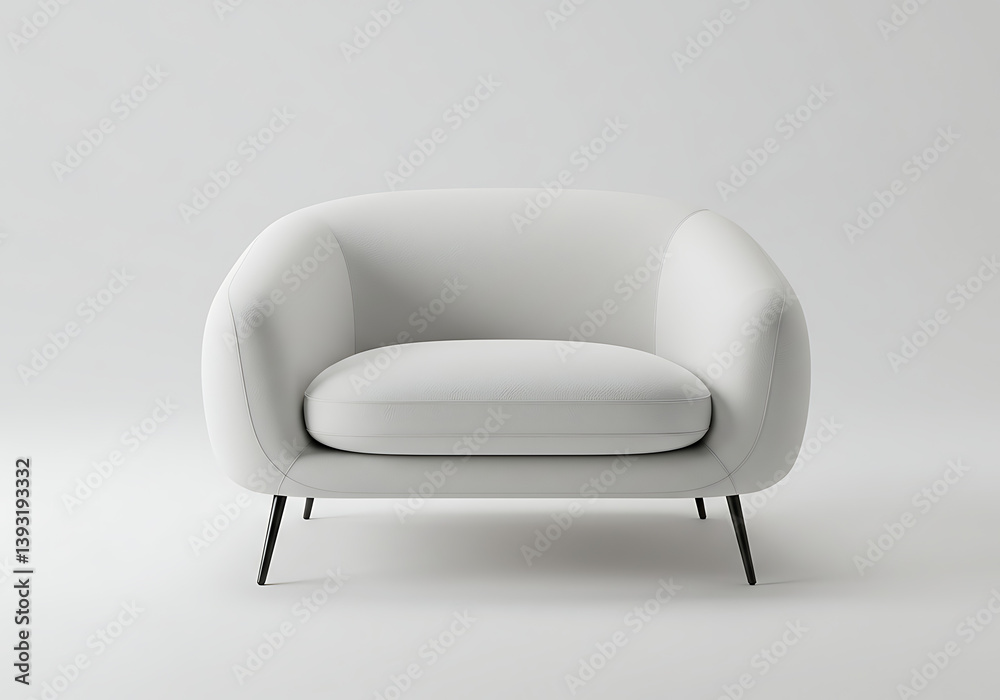 Isolated view of a white armchair with black legs Isolated view of a white armchair with black legs