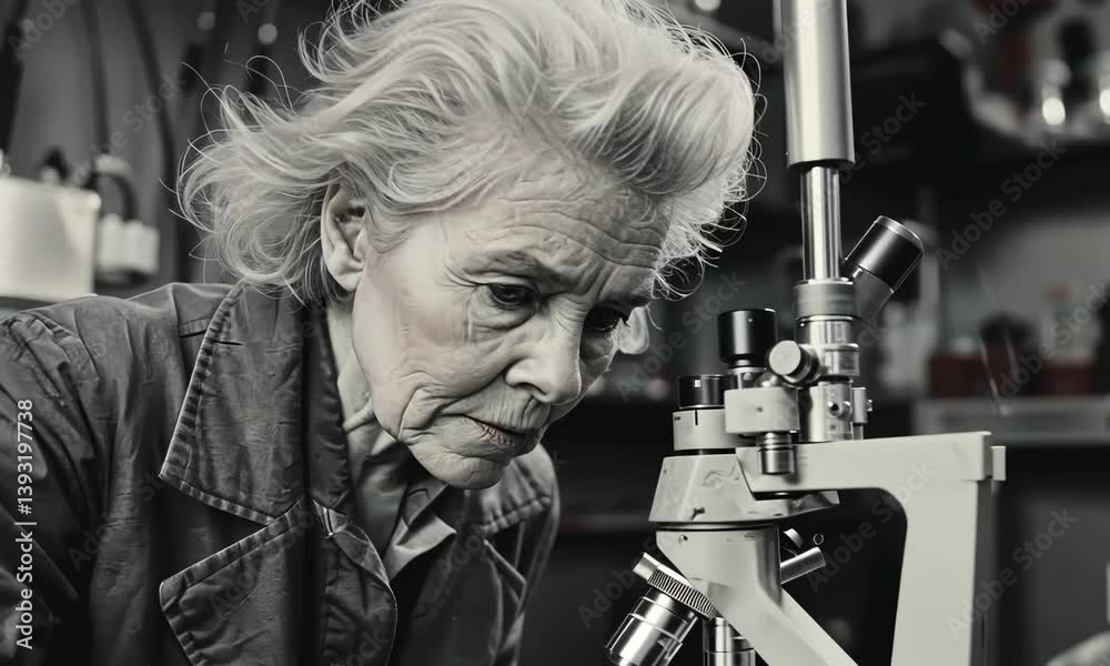Focused scientist conducting research with a microscope in an innovative lab environment
