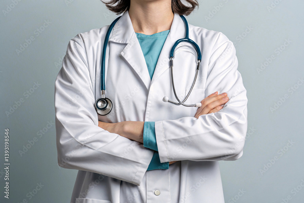 Professional Doctor with Stethoscope and Confident Pose Professional Doctor with Stethoscope and Confident Pose