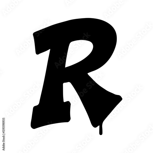 Wallpaper Mural Black graffiti-style letter R with bold strokes and dripping paint effect – letter R isolated Torontodigital.ca