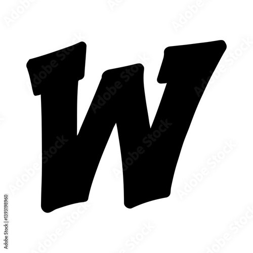 Wallpaper Mural Graffiti-style black letter W with bold lines and dripping paint look – letter W isolated Torontodigital.ca