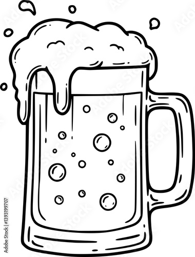beer glass line art vector, beer glass bottle icon symbol. beer vector illustration
