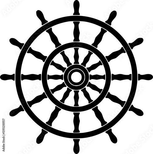 Steering wheel icon. ship steering silhouette vector illustration
