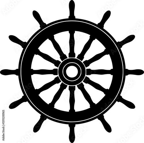 Steering wheel icon. ship steering silhouette vector illustration
