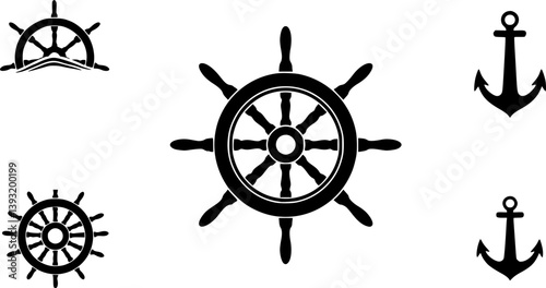 Steering wheel icon. ship steering silhouette vector illustration
