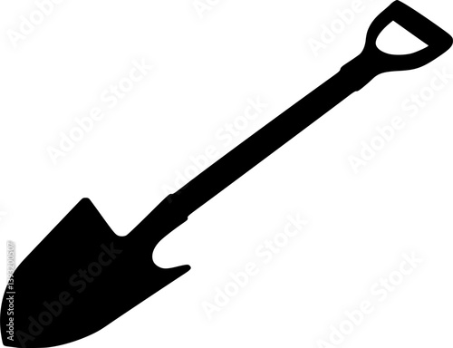 Shovel icon vector, Garden shovel silhouette vector on white background.
