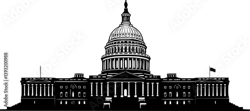 Washington Capitol building skyline silhouette vector
