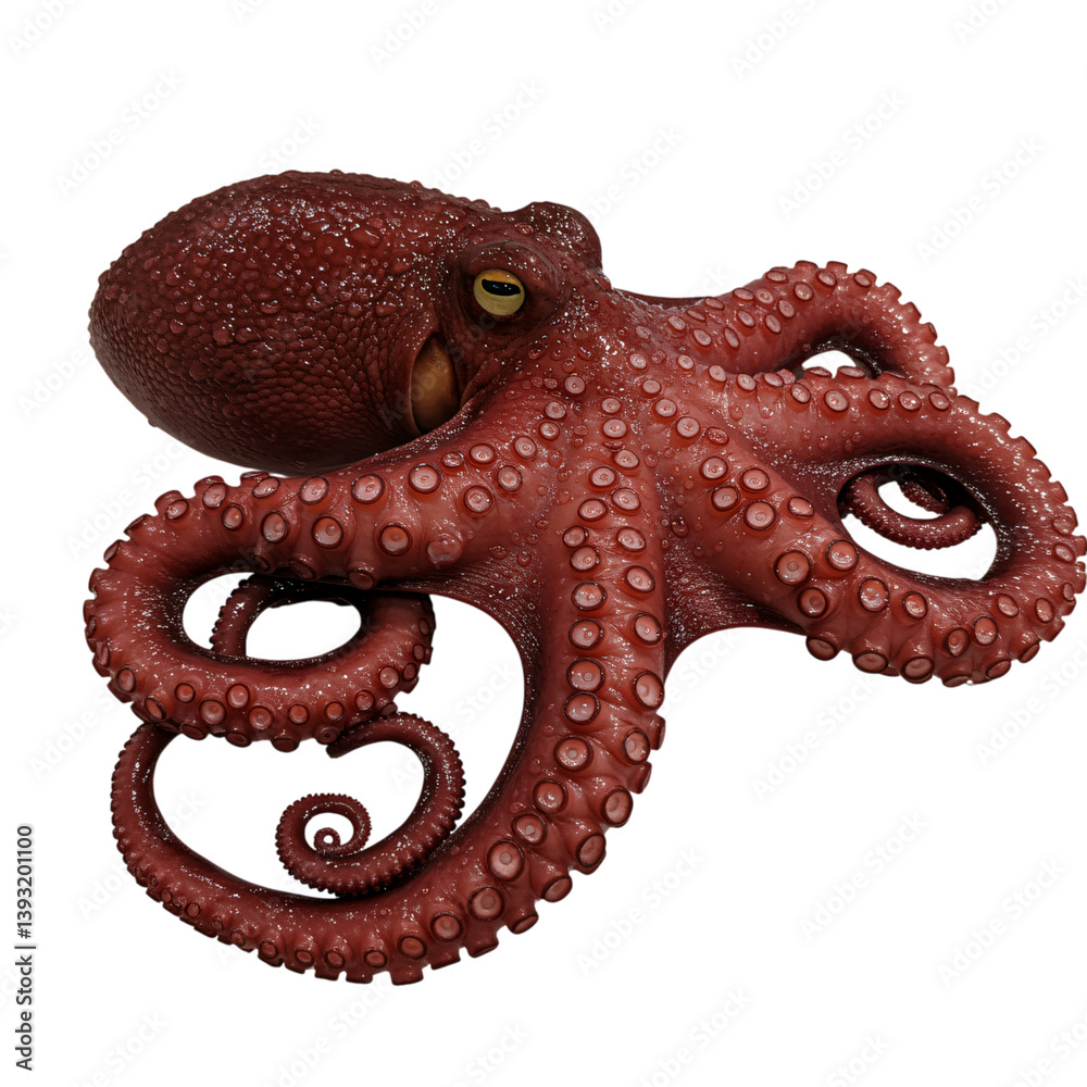 Fototapeta premium Detailed 3D Render of a Vibrant Red Octopus