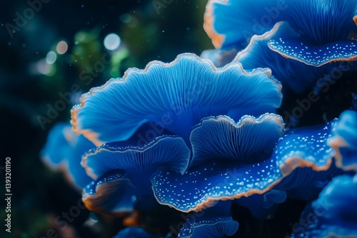 Close up of a blue mushroom, Giant clam texture macro