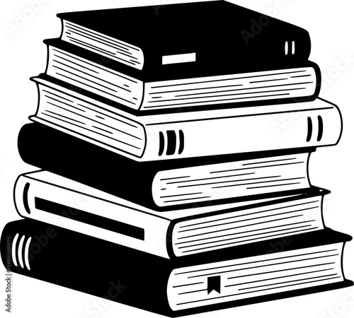 Books icon, stack of black books silhouette vector
