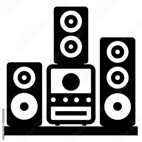 Retro Stereo System with Loudspeaker Illustration