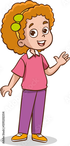 cute little children standing talking vector illustration