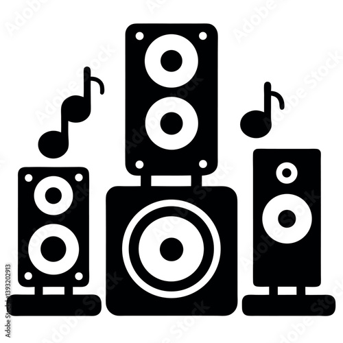 Retro Stereo System with Loudspeaker Illustration