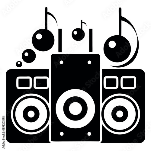 Retro Stereo System with Loudspeaker Illustration