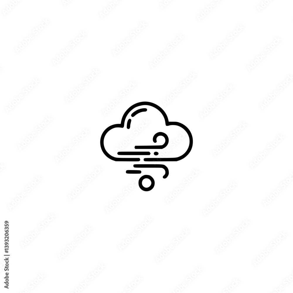 Minimalist Wind and Cloud Icon on White Background Minimalist Wind and Cloud Icon on White Background