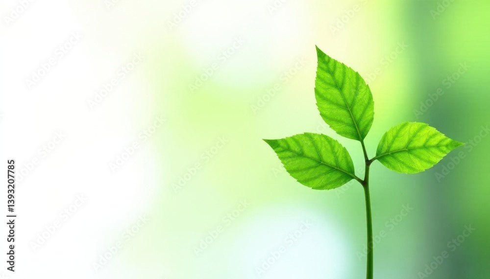 Single delicate sapling, vibrant green leaves, isolated , twig, new Single delicate sapling, vibrant green leaves, isolated , twig, new