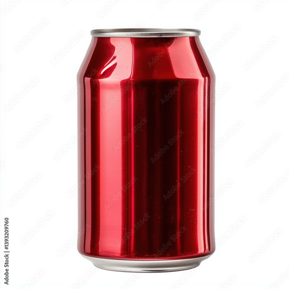 Red aluminum can vibrant drink container isolated on white background Red aluminum can vibrant drink container isolated on white background