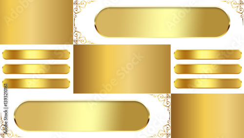 set of golden banners