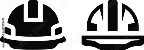  Black and White Vector PNG Illustration of a Construction Helmet with Triangular Cutouts on the Top, Symbolizing Safety and Professional Work.