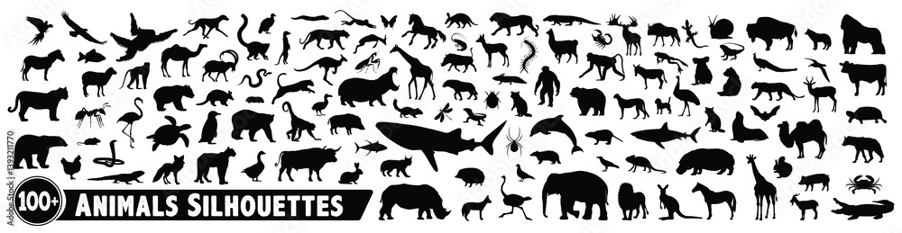 Fototapeta premium 100+ animal silhouette bundle