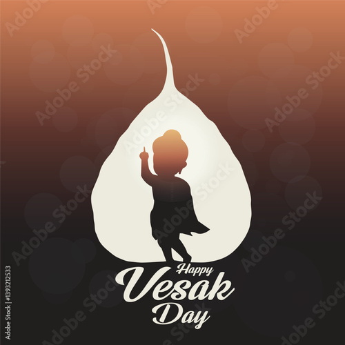silhouette of buddha wesak card design 