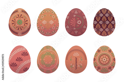 Colorful spring easter egg collection vector illustration