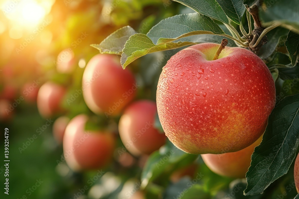 Obraz premium Fresh apples on branches in an orchard