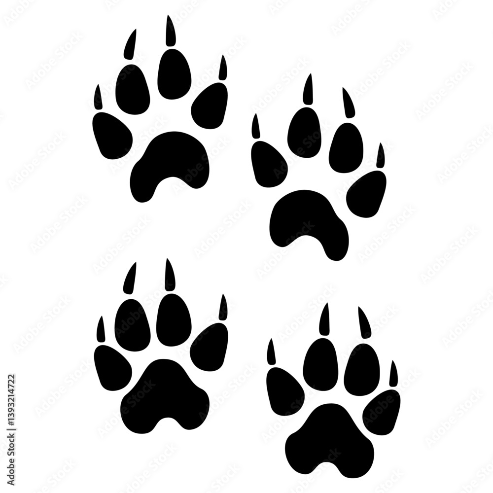 Fototapeta premium husky footprint, paw vector footprint icon.
